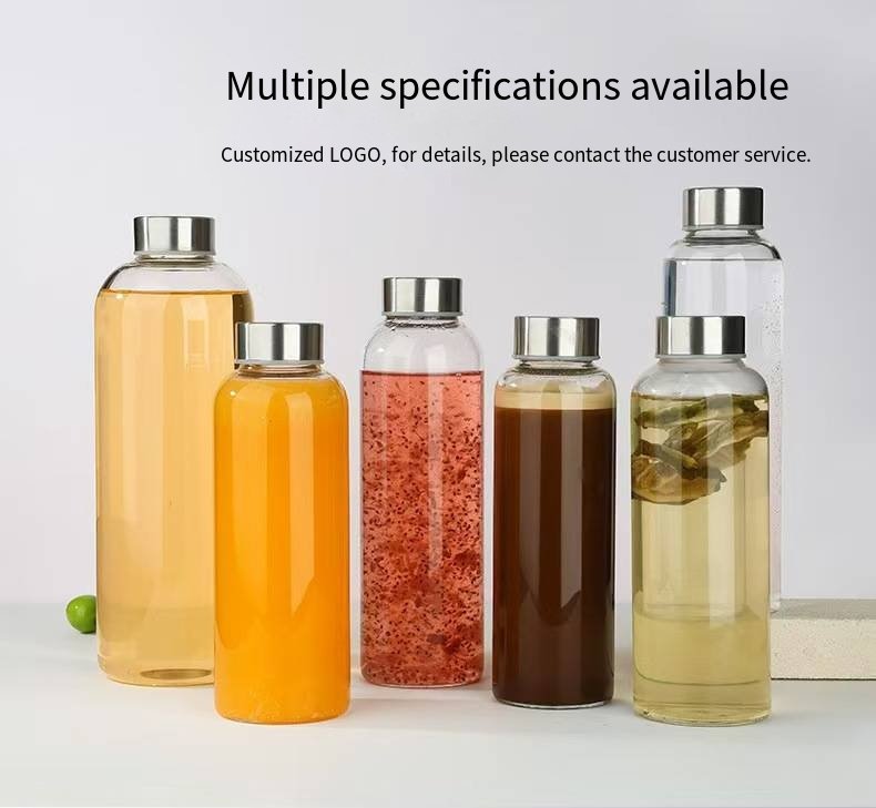18oz Leakproof Glass Water Bottle with Stainless Steel Lid detail image 3