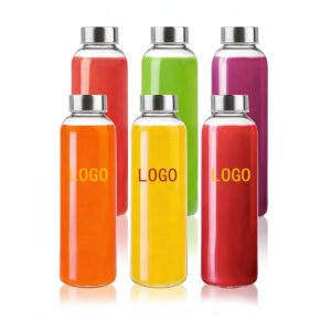 18oz Leakproof Glass Water Bottle with Stainless Steel Lid main image 1