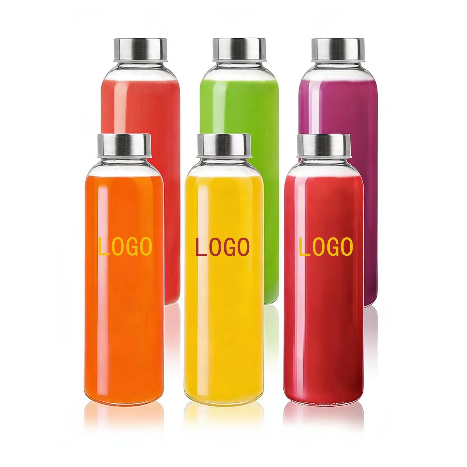 18oz Leakproof Glass Water Bottle with Stainless Steel Lid main image 1