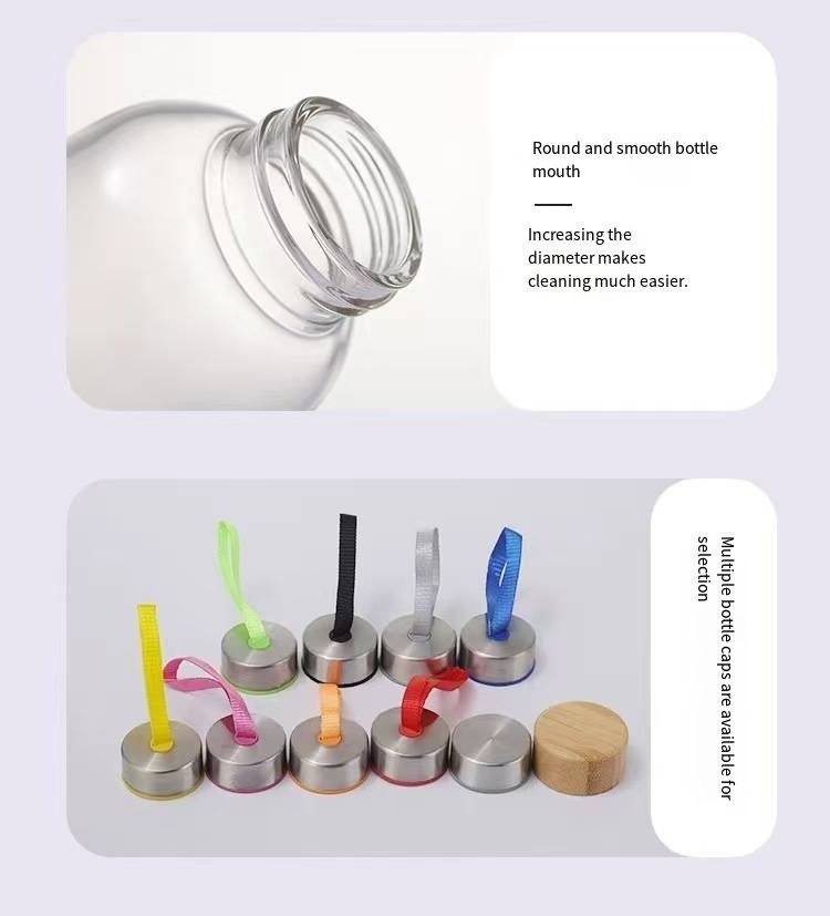 Borosilicate Glass Water Bottle with Bamboo Lid and Carry Loop detail image 10