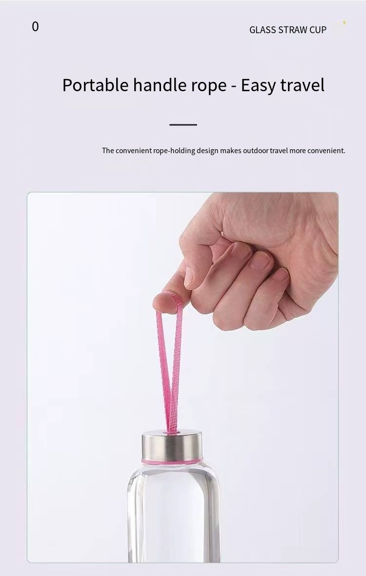 Borosilicate Glass Water Bottle with Bamboo Lid and Carry Loop detail image 6