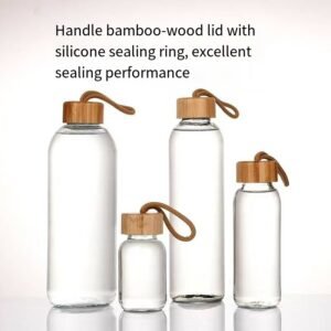 Borosilicate Glass Water Bottle with Bamboo Lid and Carry Loop main image 1