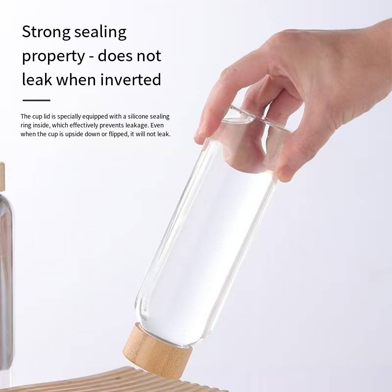 Borosilicate Glass Water Bottle with Bamboo Lid and Carry Loop main image 3