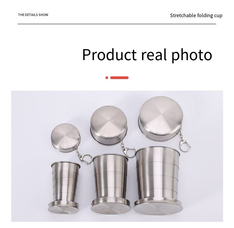 Collapsible Stainless Steel Travel Cup with Keychain detail image 10