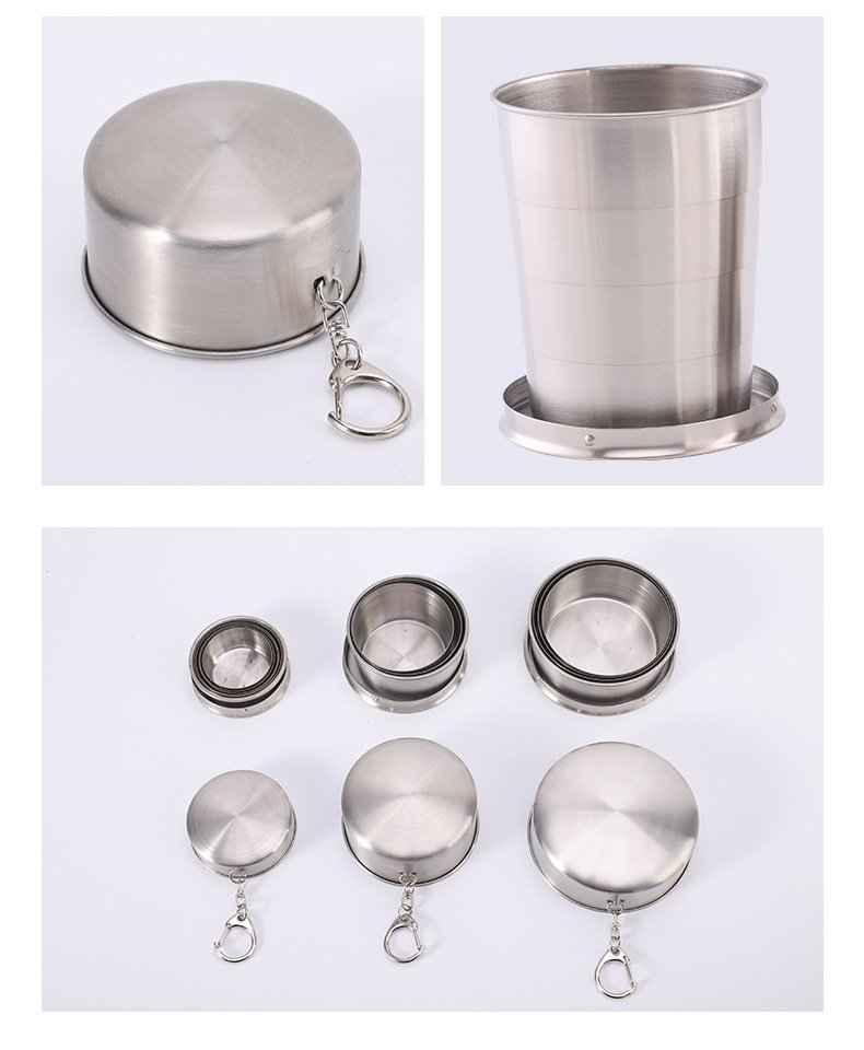 Collapsible Stainless Steel Travel Cup with Keychain detail image 11