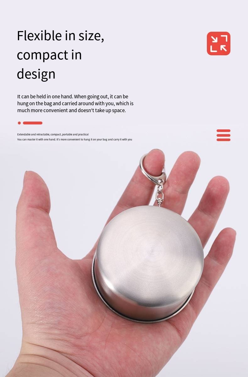 Collapsible Stainless Steel Travel Cup with Keychain detail image 6