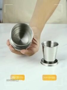 Collapsible Stainless Steel Travel Cup with Keychain main image 1