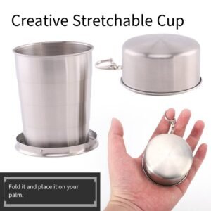 Collapsible Stainless Steel Travel Cup with Keychain main image 2