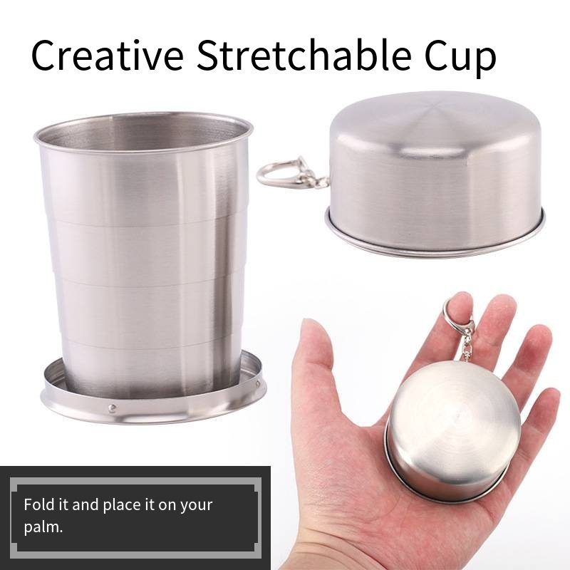Collapsible Stainless Steel Travel Cup with Keychain main image 2