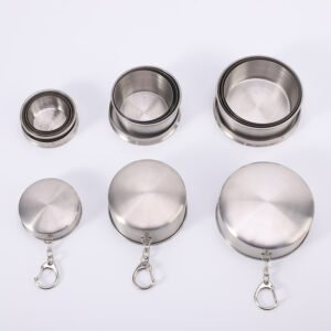 Collapsible Stainless Steel Travel Cup with Keychain main image 3