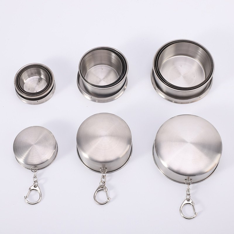 Collapsible Stainless Steel Travel Cup with Keychain main image 3