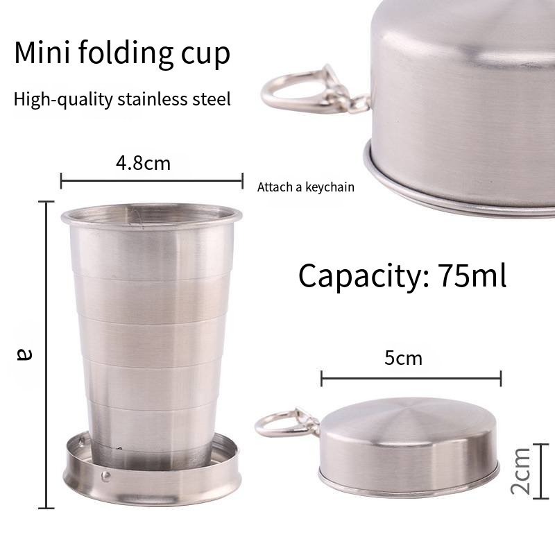 Collapsible Stainless Steel Travel Cup with Keychain main image 4