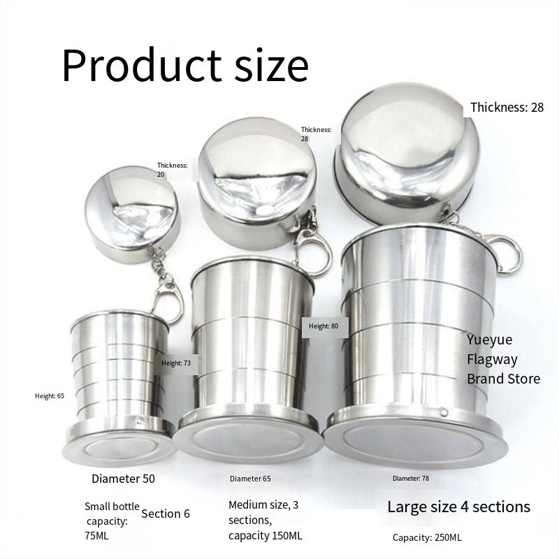 Collapsible Stainless Steel Travel Cup with Keychain main image 8