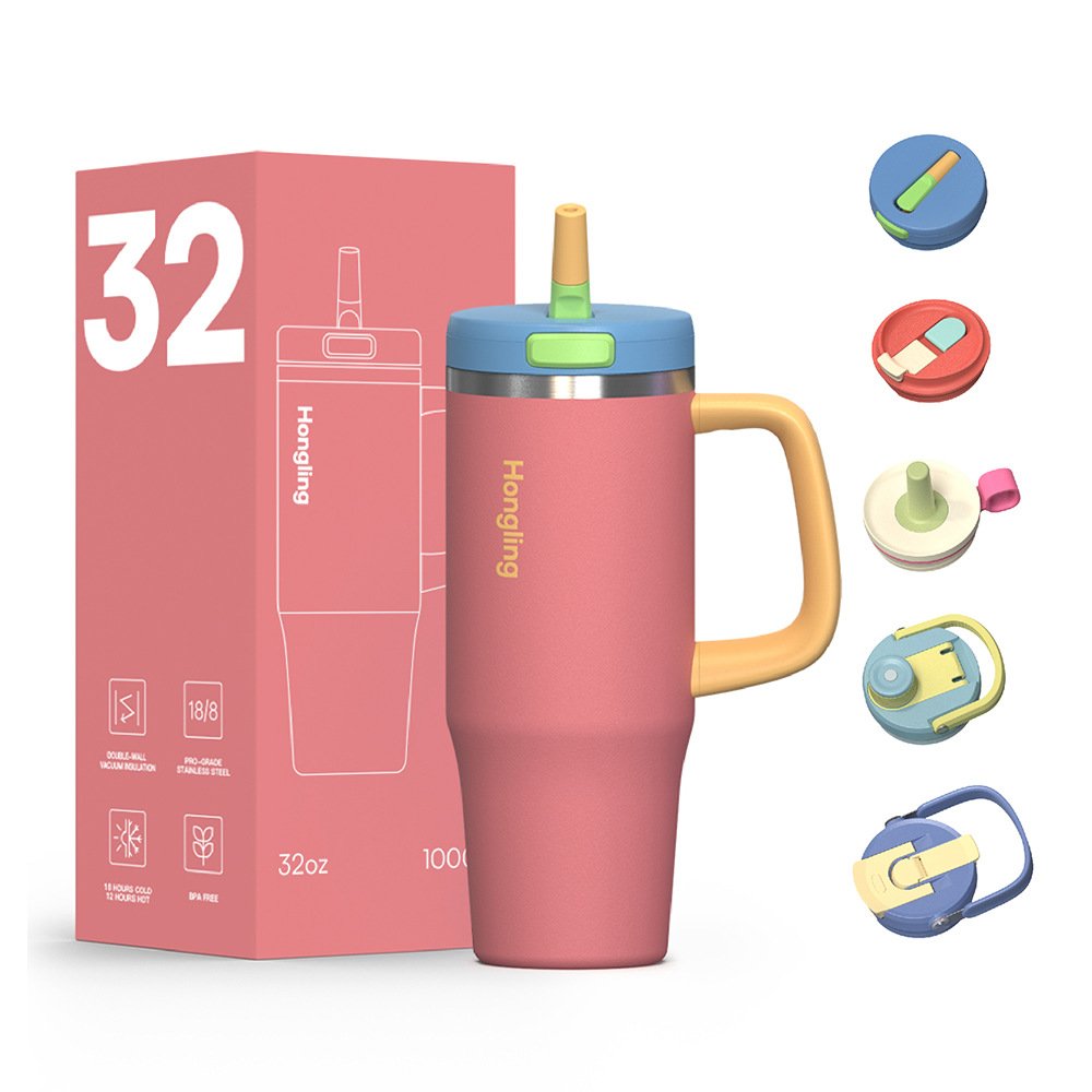 304 Stainless Steel Insulated Tumbler with Handle and Straw main image 1