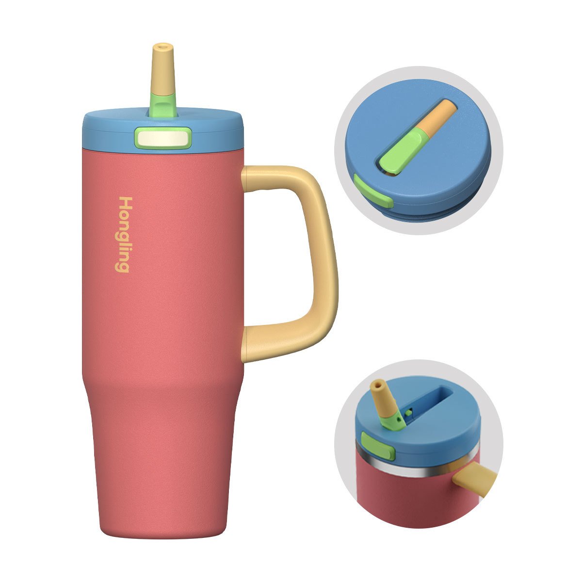 304 Stainless Steel Insulated Tumbler with Handle and Straw sku image 1