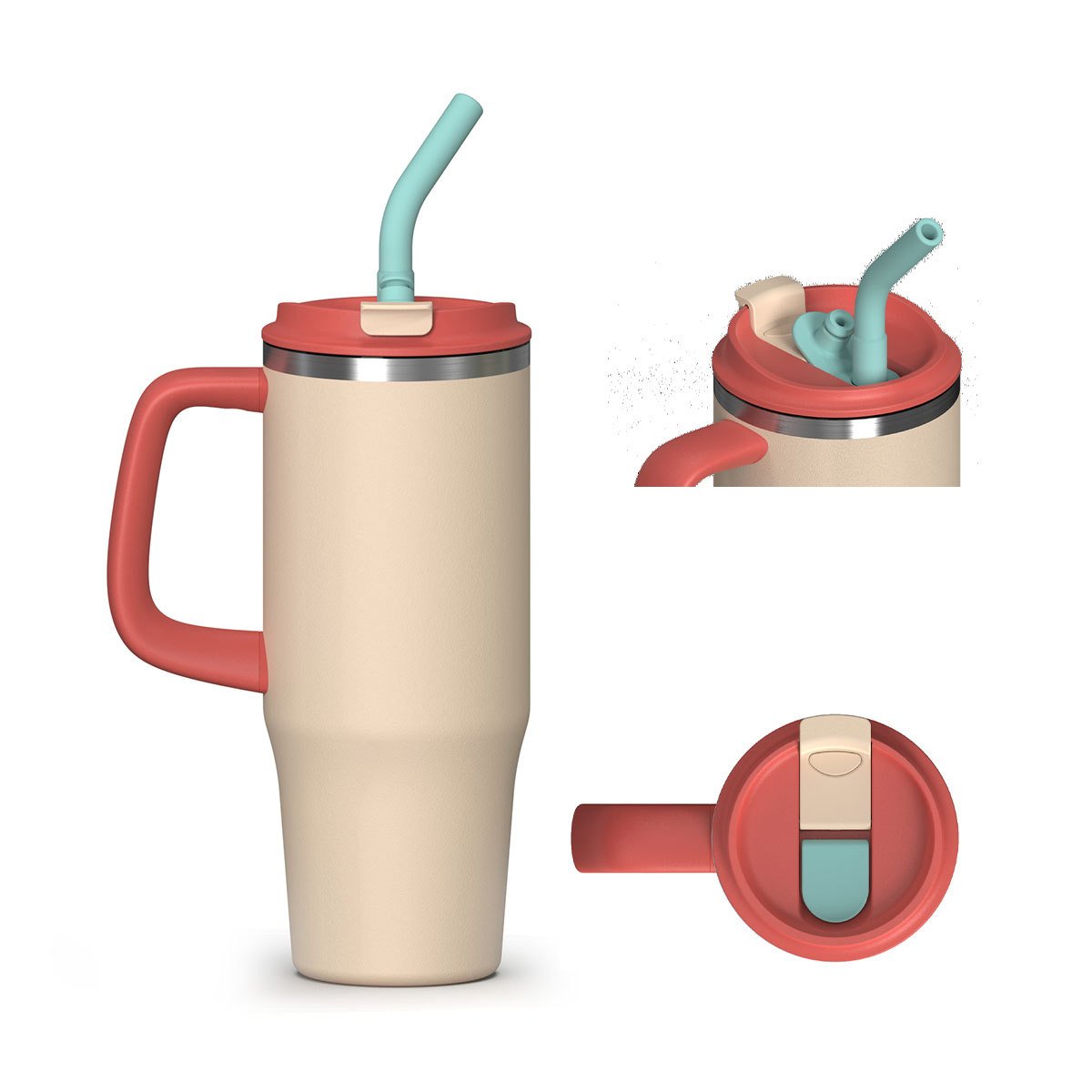 304 Stainless Steel Insulated Tumbler with Handle and Straw sku image 4
