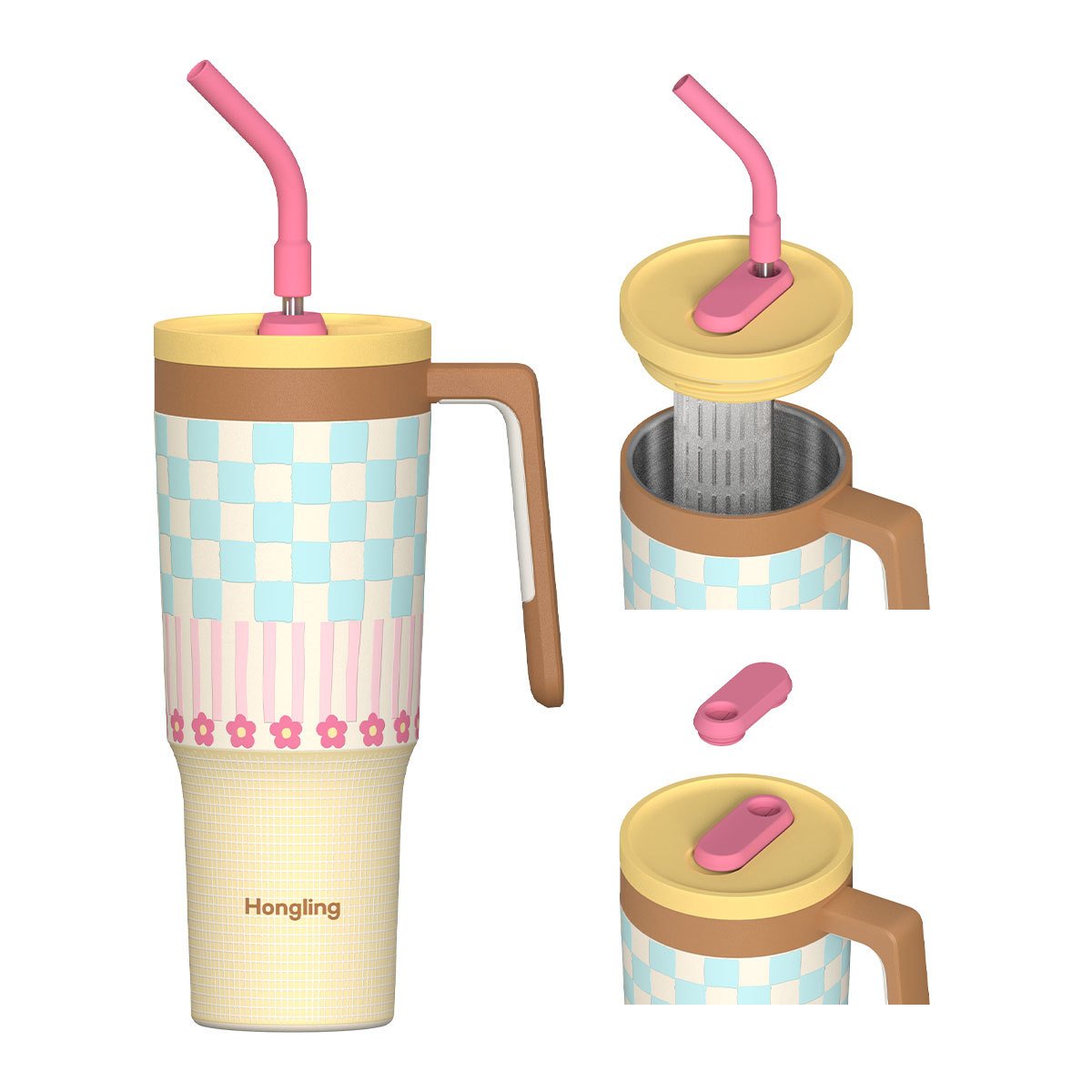 304 Stainless Steel Insulated Tumbler with Handle and Straw sku image 7