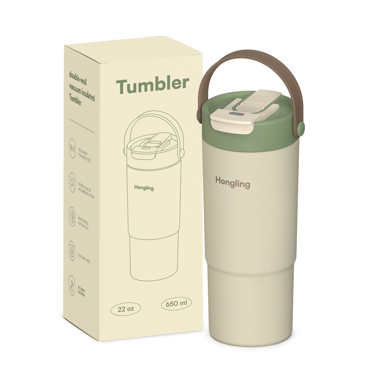 304 Stainless Steel Insulated Tumbler with Handle and Straw sku image 9