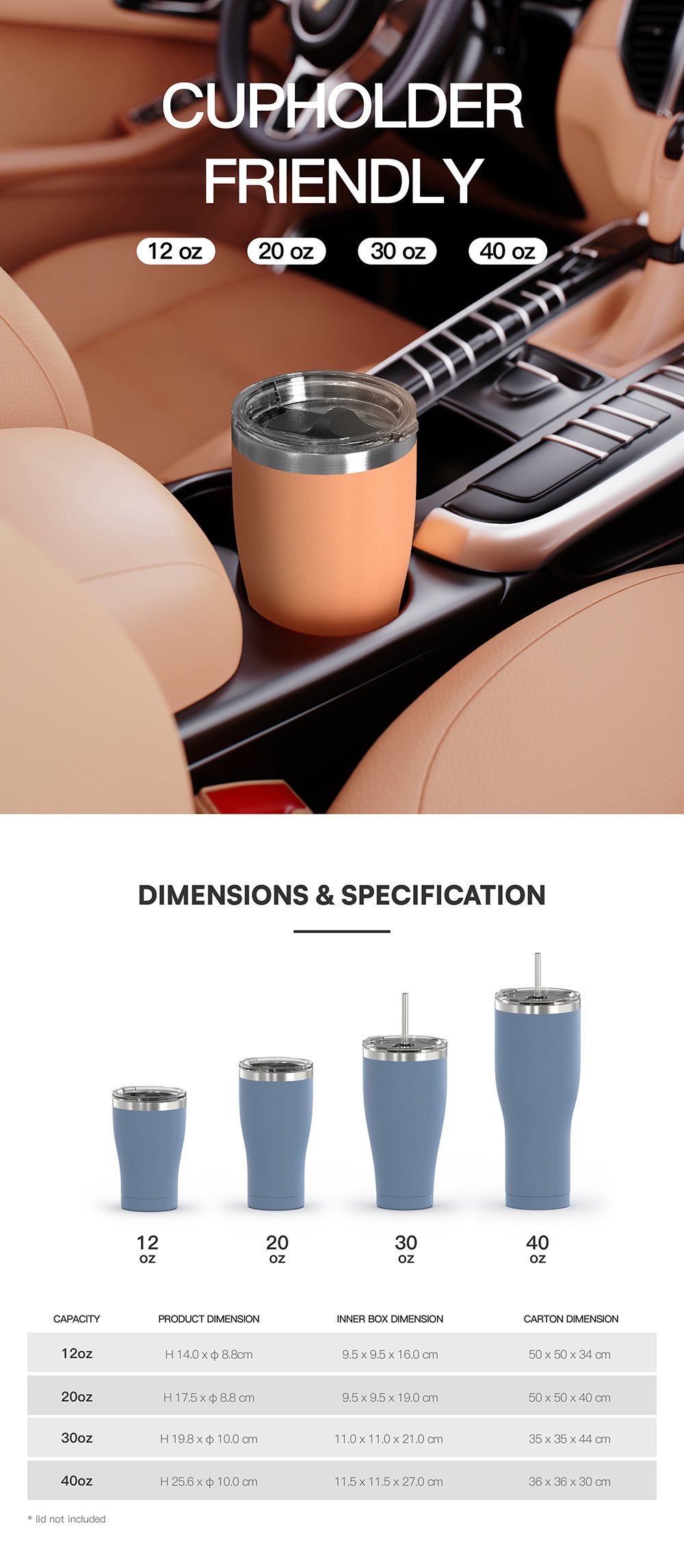 20oz 304 Stainless Steel Vacuum Travel Tumbler detail image 2