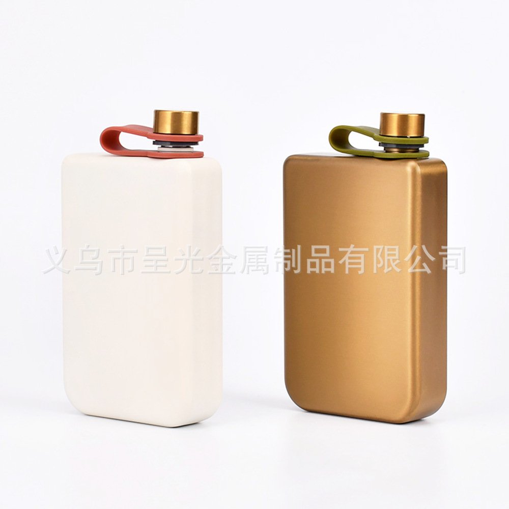 9oz 304 Stainless Steel Hip Flask with Carry Strap detail image 12