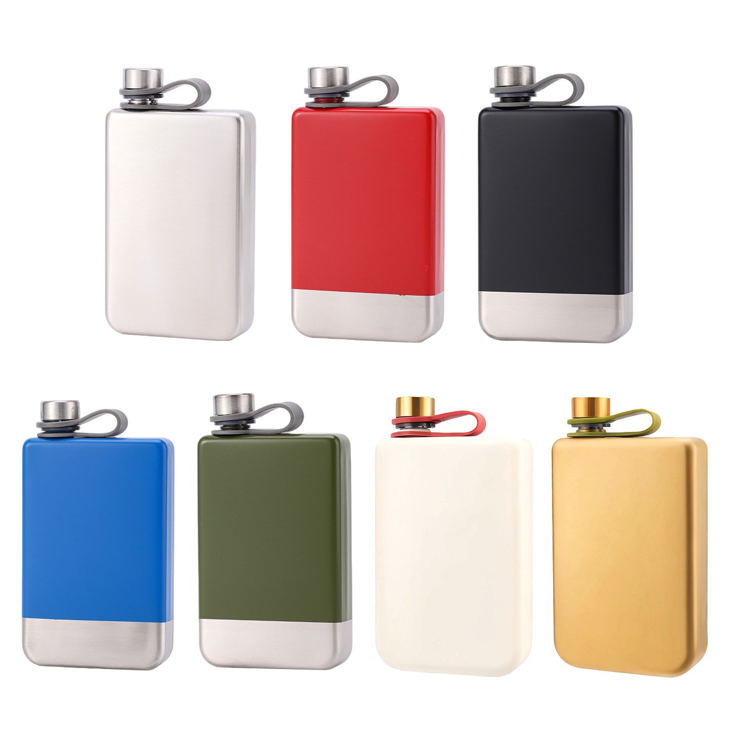 9oz 304 Stainless Steel Hip Flask with Carry Strap detail image 2
