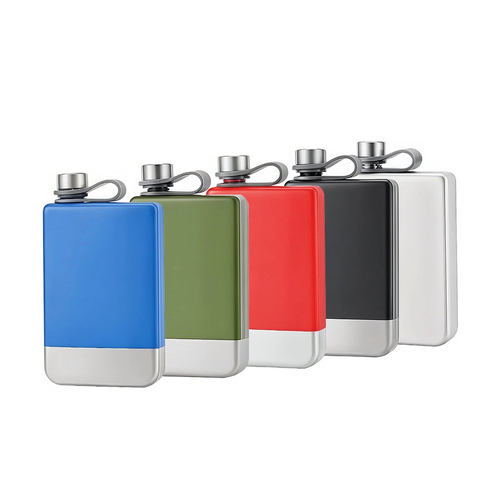 9oz 304 Stainless Steel Hip Flask with Carry Strap main image 1