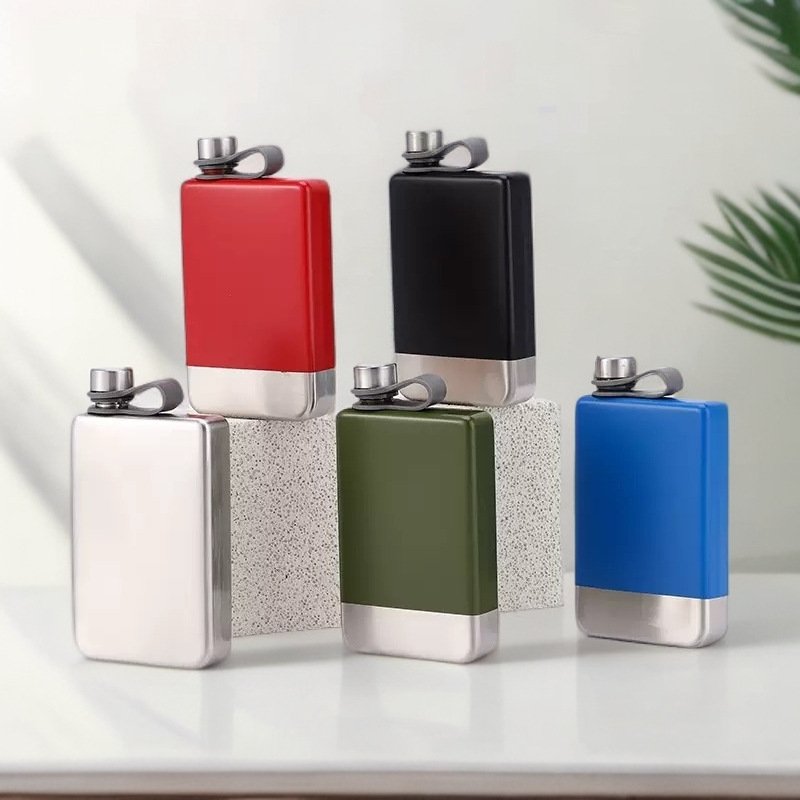 9oz 304 Stainless Steel Hip Flask with Carry Strap main image 4