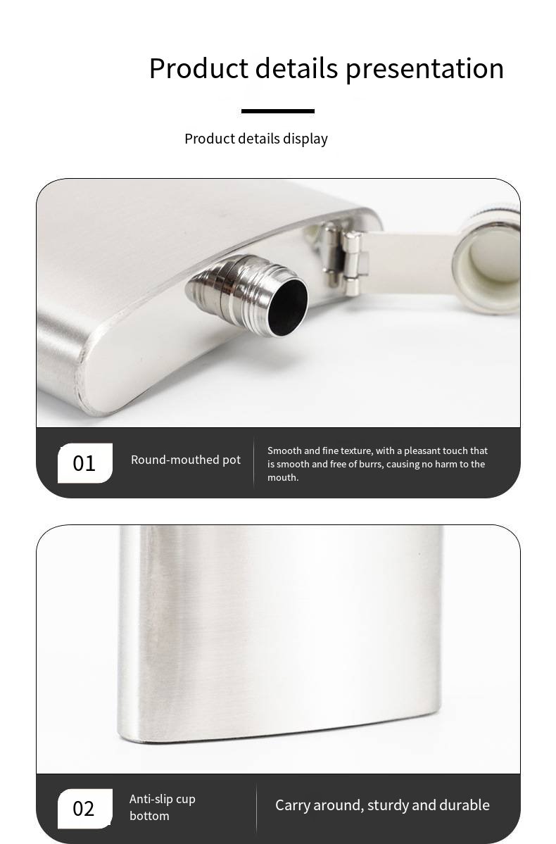 Stainless Steel Hip Flask in Multiple Sizes detail image 5