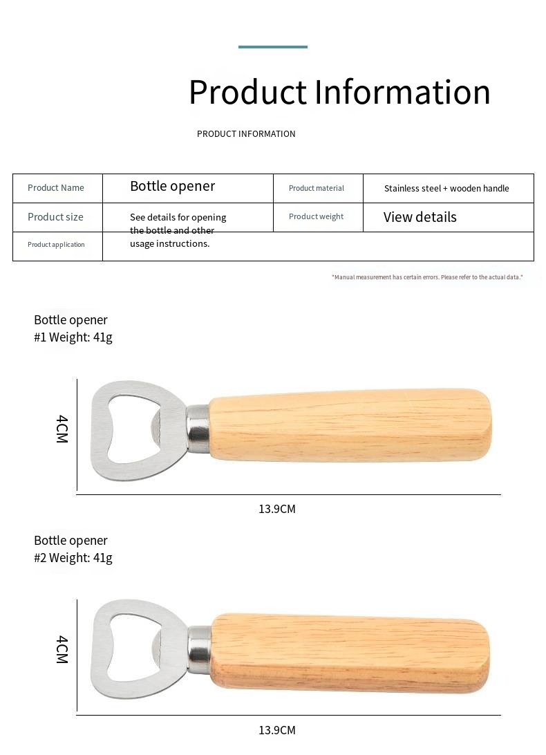 Wooden Handle Stainless Steel Beer Bottle Opener detail image 4