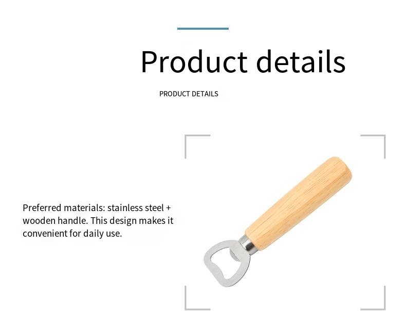 Wooden Handle Stainless Steel Beer Bottle Opener detail image 5