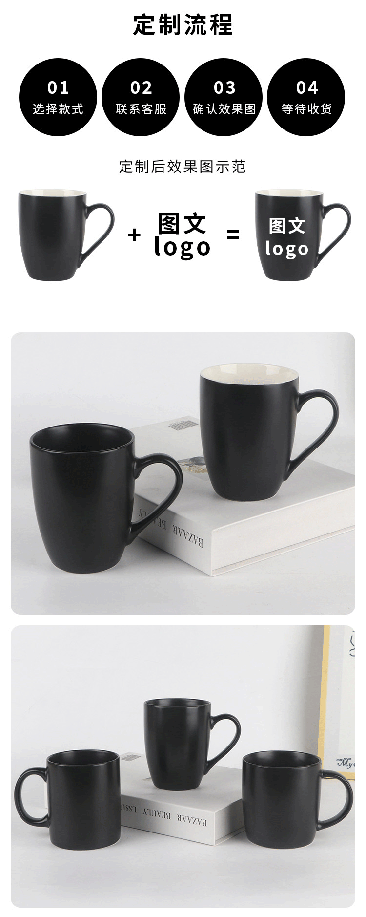 Nordic Matte Black Ceramic Mug detail image 2