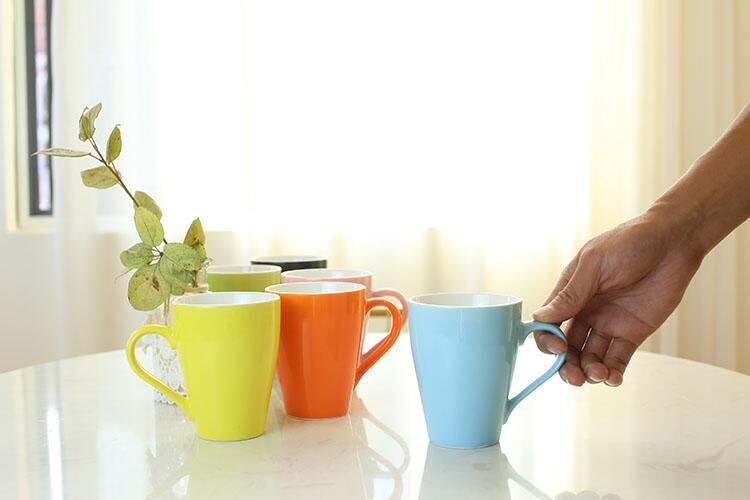 Korean-Style Candy Color Melon-Shaped Ceramic Mug detail image 9