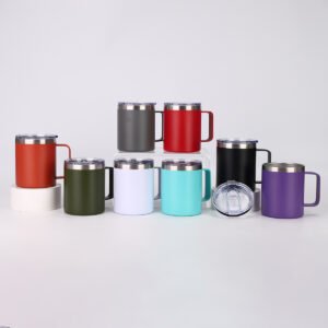 12oz/14oz 304 Stainless Steel Insulated Mug with Handle and Lid main image 4