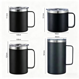 12oz/14oz 304 Stainless Steel Insulated Mug with Handle and Lid main image 7