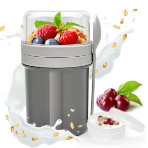 Double-Layer Leakproof Overnight Oats and Salad Cup with Utensils main image 3