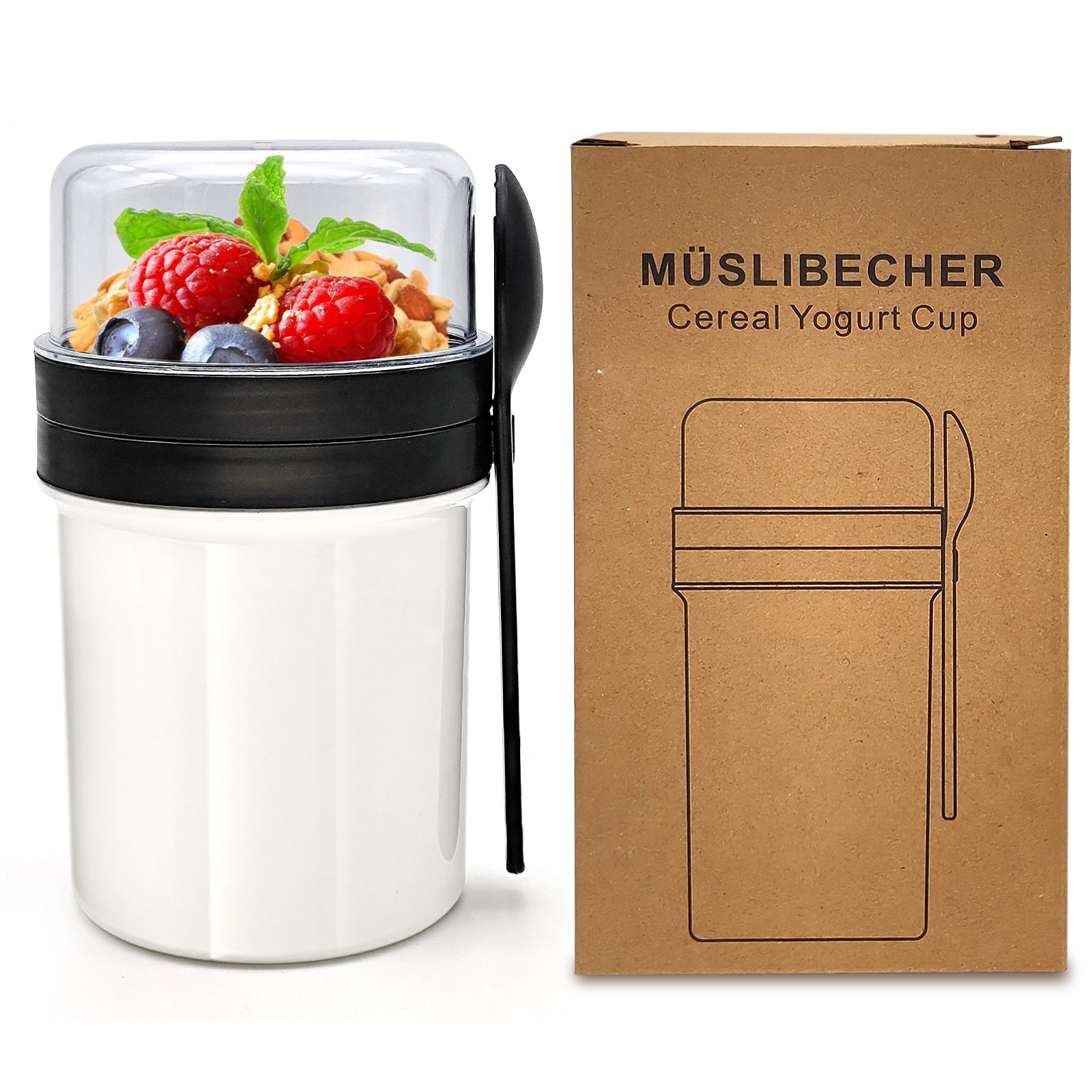 Double-Layer Leakproof Overnight Oats and Salad Cup with Utensils sku image 4