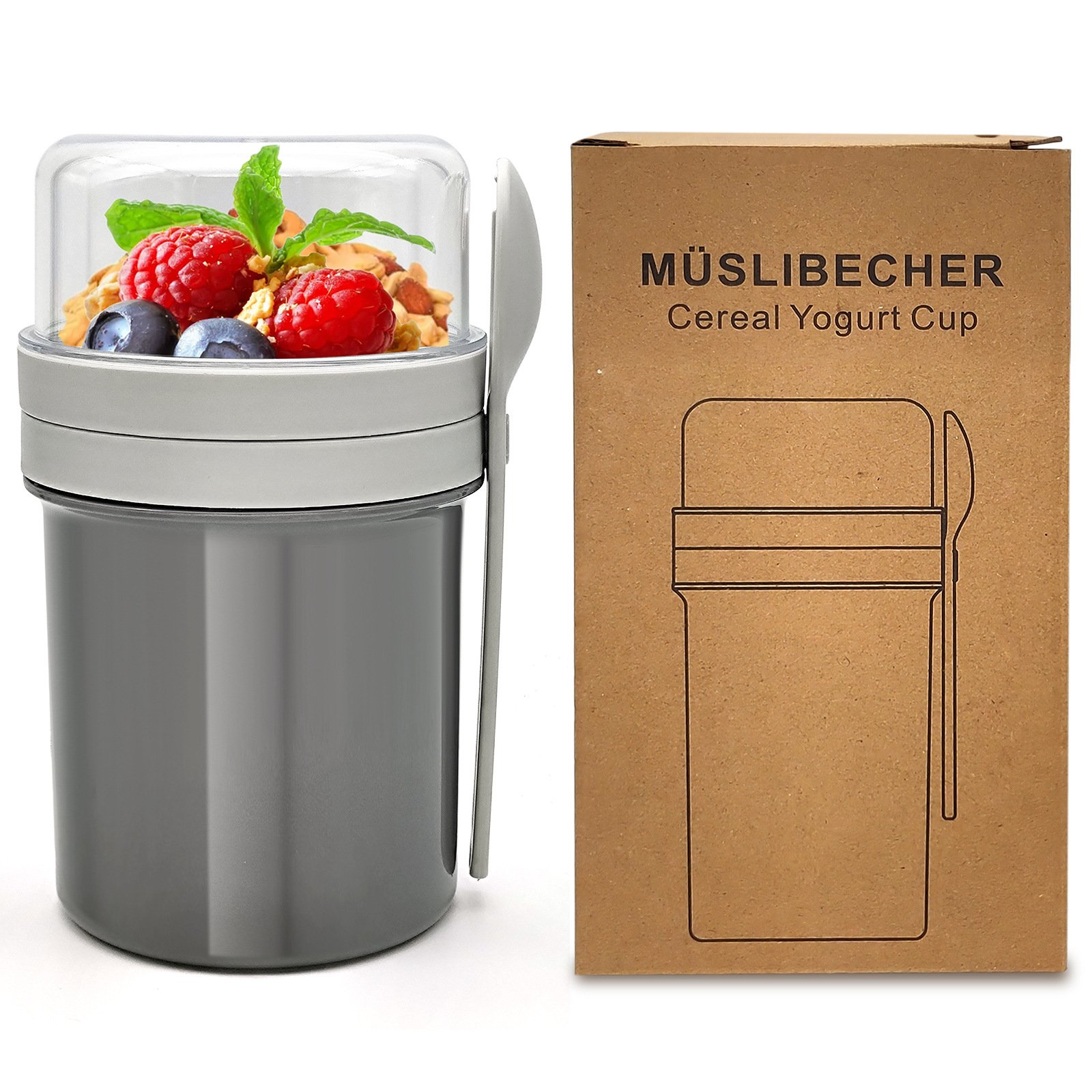 Double-Layer Leakproof Overnight Oats and Salad Cup with Utensils sku image 5