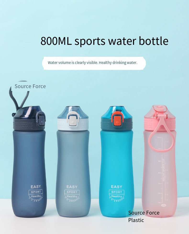 800ml Frosted Sports Water Bottle with Carry Handle detail image 1