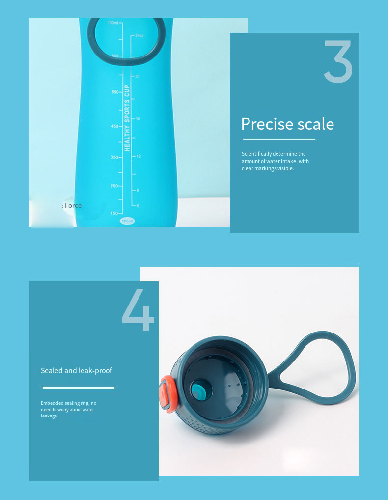 800ml Frosted Sports Water Bottle with Carry Handle detail image 4