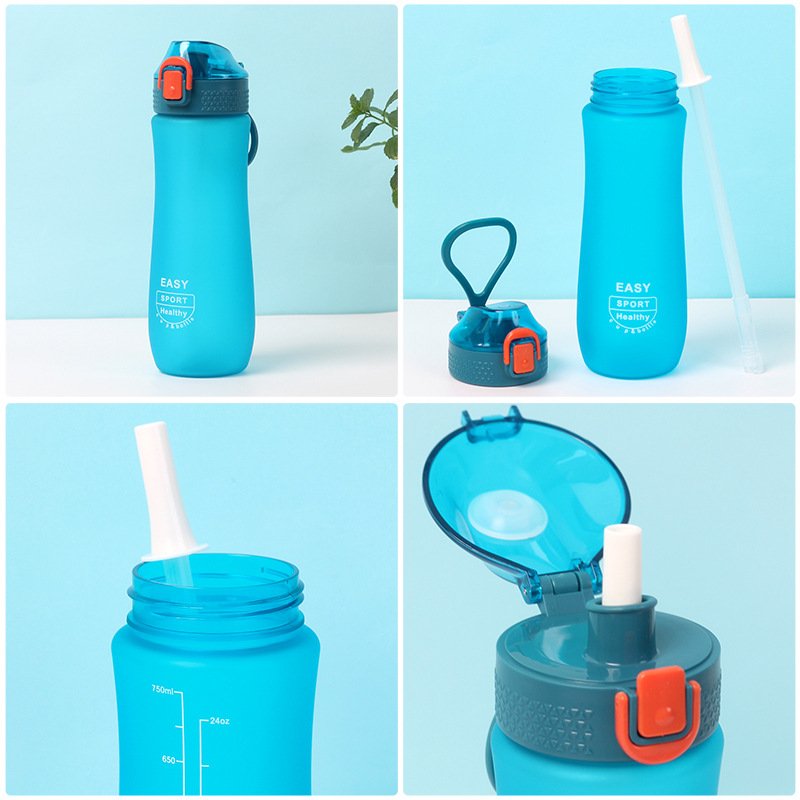800ml Frosted Sports Water Bottle with Carry Handle main image 3