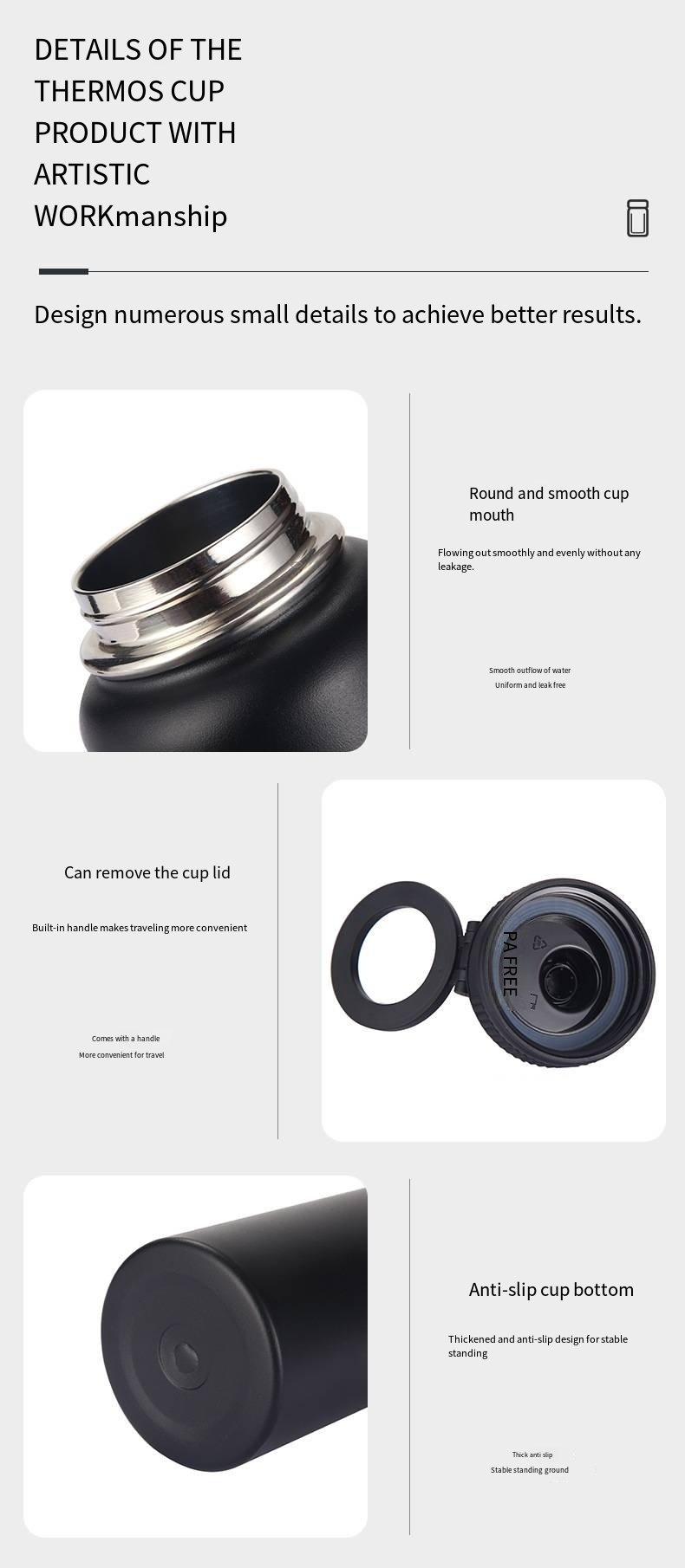 32oz Large-Capacity Stainless Steel Thermal Bottle detail image 9