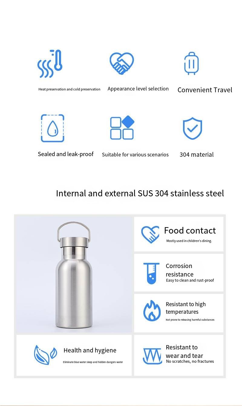 Wide-Mouth 304 Stainless Steel Cycling Bottle detail image 6
