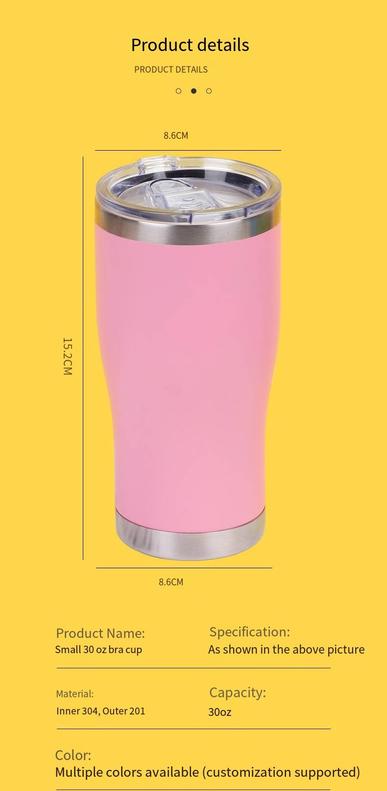 20oz Curved Stainless Steel Travel Tumbler detail image 9