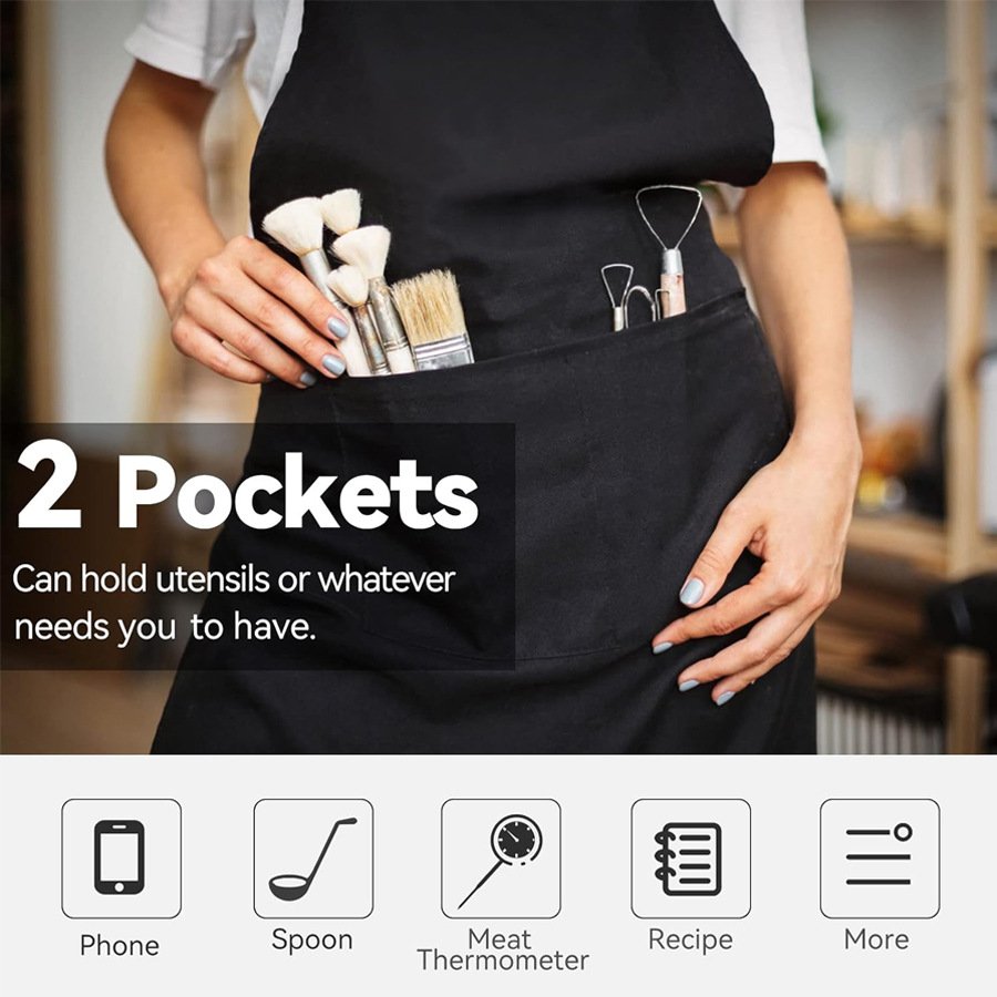 Adjustable Two-Pocket Full-Coverage Kitchen Apron detail image 3
