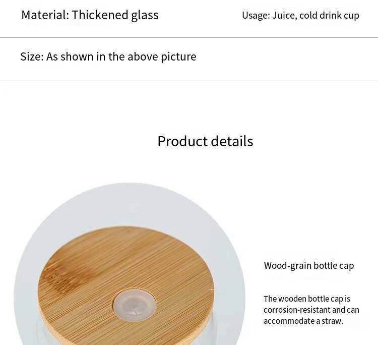 16oz Glass Tumbler with Bamboo Lid and Straw detail image 10