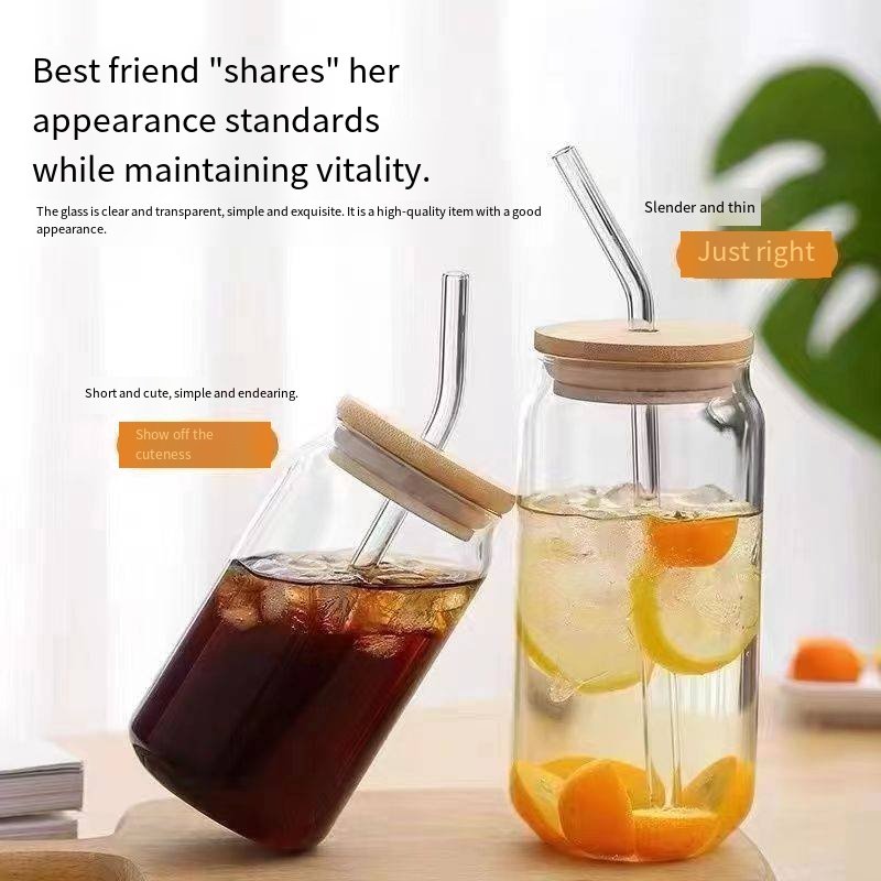 16oz Glass Tumbler with Bamboo Lid and Straw main image 1
