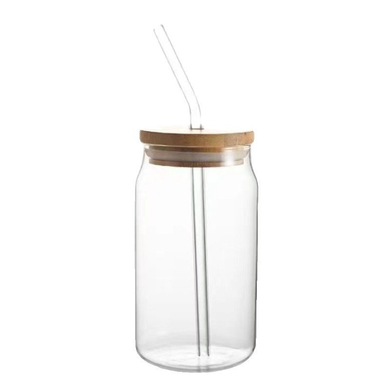 16oz Glass Tumbler with Bamboo Lid and Straw main image 5
