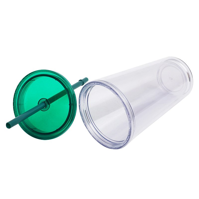 16oz Double-Wall Plastic Tumbler with Straw detail image 8