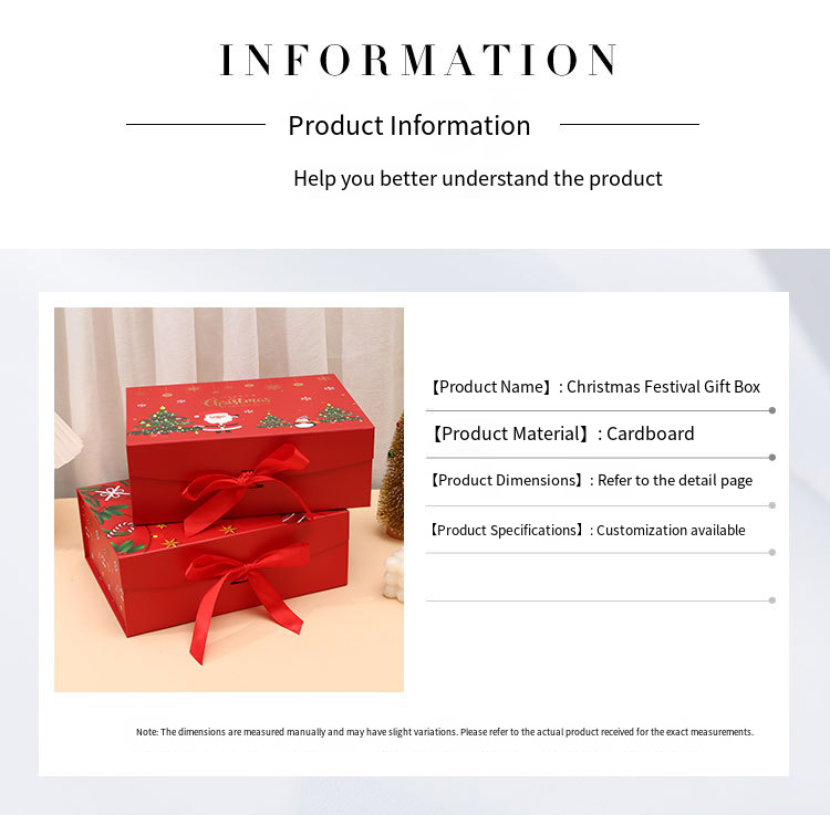 Christmas Magnetic Folding Gift Box with Ribbon detail image 1