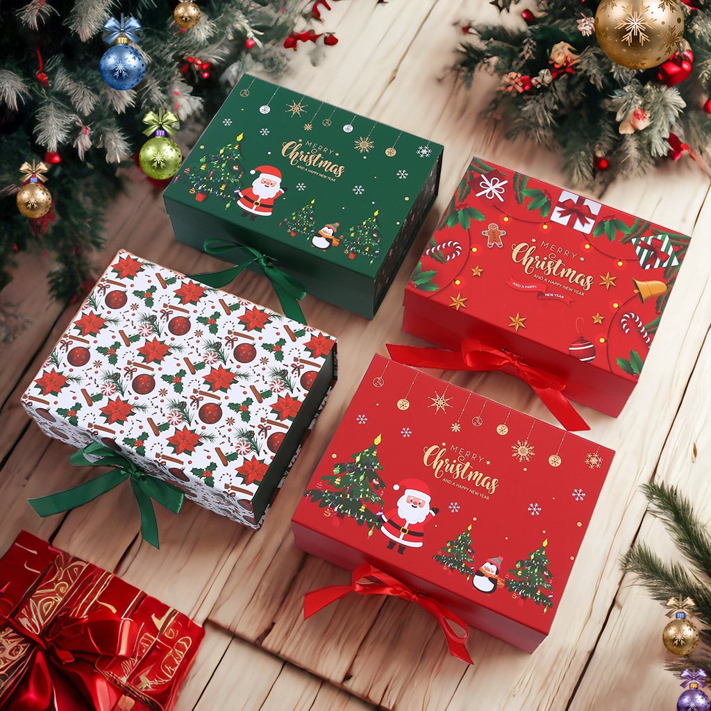 Christmas Magnetic Folding Gift Box with Ribbon main image 1